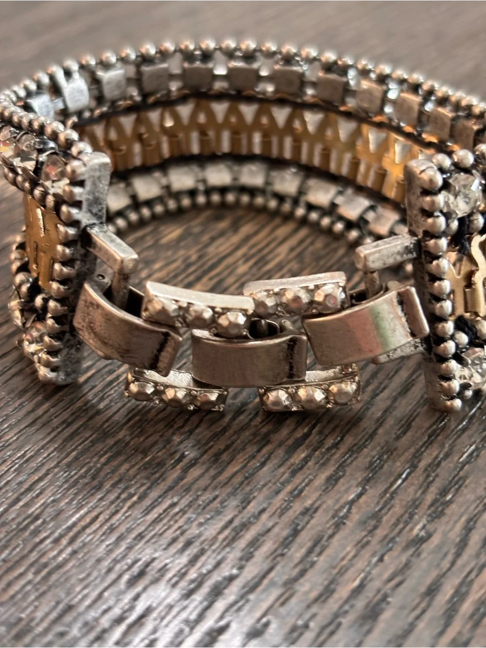 Stella & Dot Petra Crystal Statement Bracelet - Gold and Silver- retired